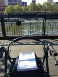 My chariot...with The Diary Healer manuscript, on gorgeous spring day, overlooking the Yarra. Ace editing environment:-)